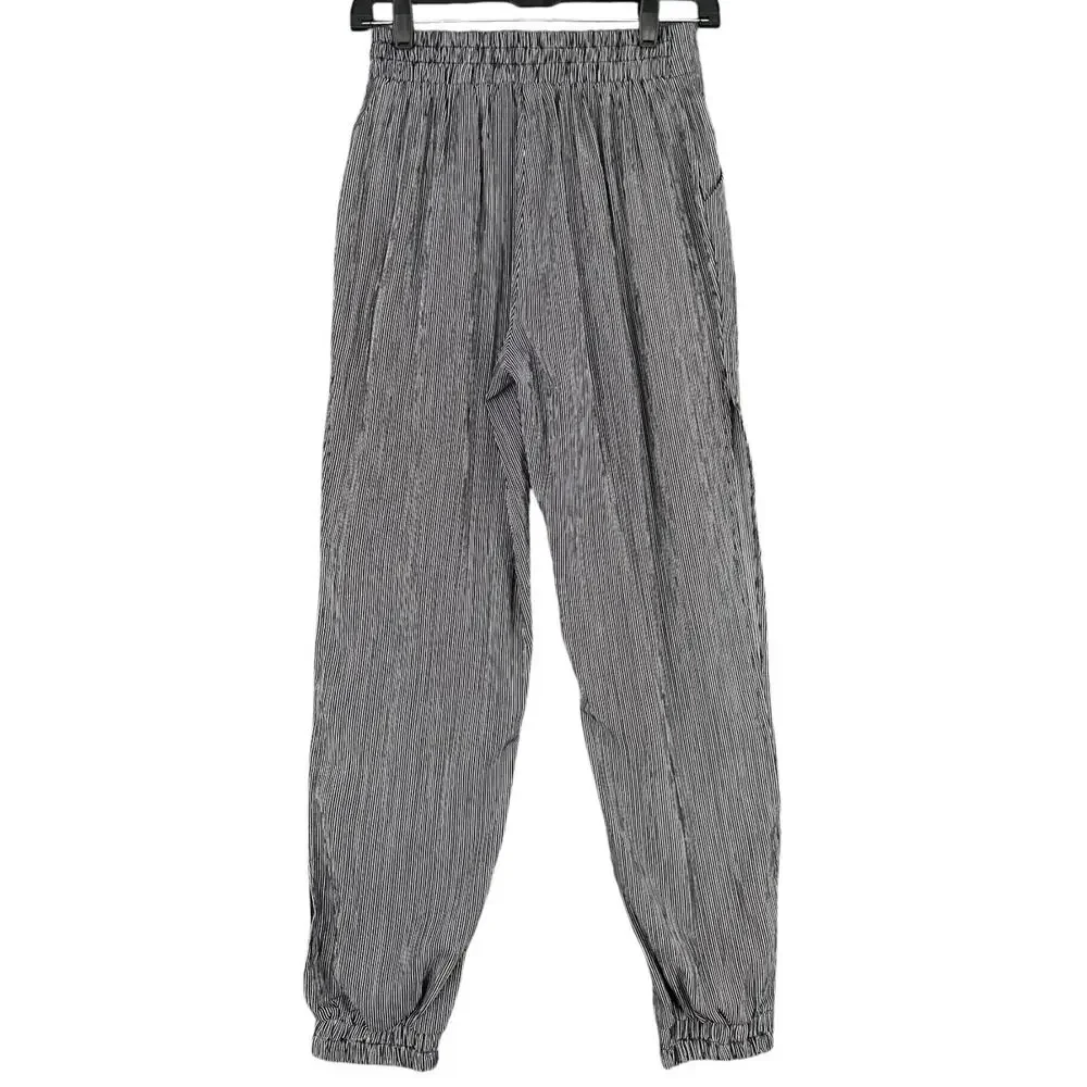 DRESS FORUM Blue White Pinstripe Elastic Waist & Cuffs Casual Womens Pants Small